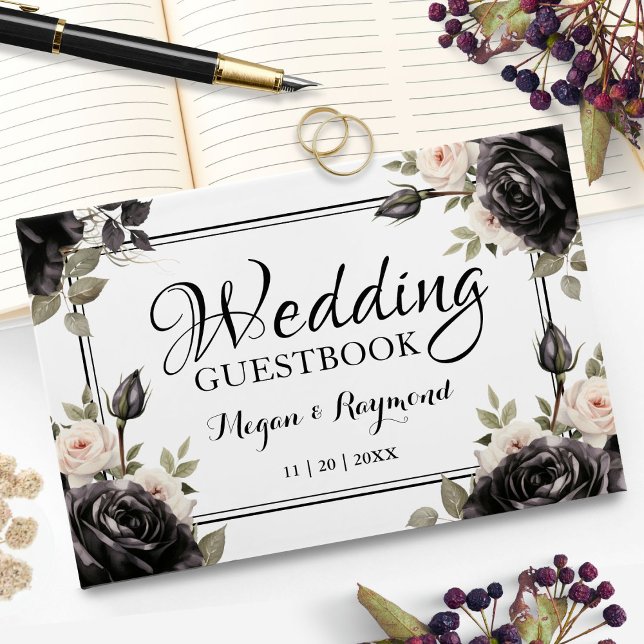 Gothic Black Rose Vintag Goth Wedding Guest Gästebuch (Von Creator hochgeladen)
