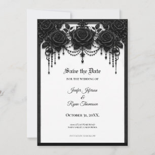 Gothic-Black-Roses-Save-the-Date-Einladung Einladung