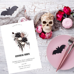 Gothic Black Roses Skulls Probedinner Einladung