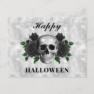 Gothic Black Roses & Totenkopf Frohes Halloween Postkarte