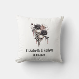 Gothic Black Roses Totenköpfe Hochzeit  Kissen