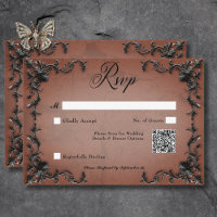 Gothic Black & Rust Filigree Herz QR Code
