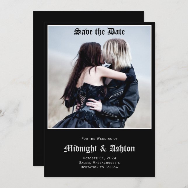 Gothic Black Save the Date (Vorne/Hinten)