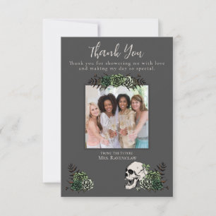 Gothic Black Skull und Blumen Irische Hochzeitsdus Dankeskarte