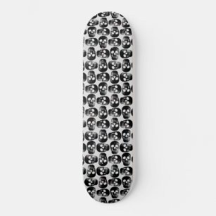 Gothic Black Skull White Background Design Skateboard