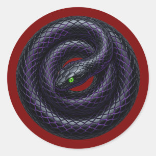 Gothic Black Snake Neon Purple Gewundene Schlange Runder Aufkleber