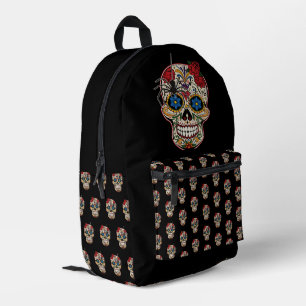 Gothic Black Spider Rose Ornamente Zucker Schädel Bedruckter Rucksack