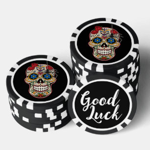 Gothic Black Spider Rosen Ornamente Zucker Schädel Pokerchips