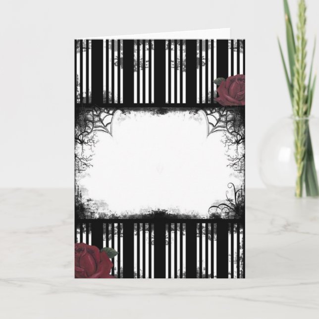 Gothic Black Stripe Rose Card Karte (Vorderseite)