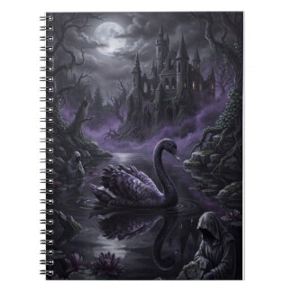 Gothic Black Swan Dark Lake Kunst Druck Notizblock