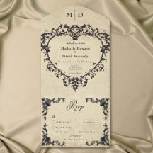 Gothic Black Tan Pergament-Filigran-Herz-Hochzeit