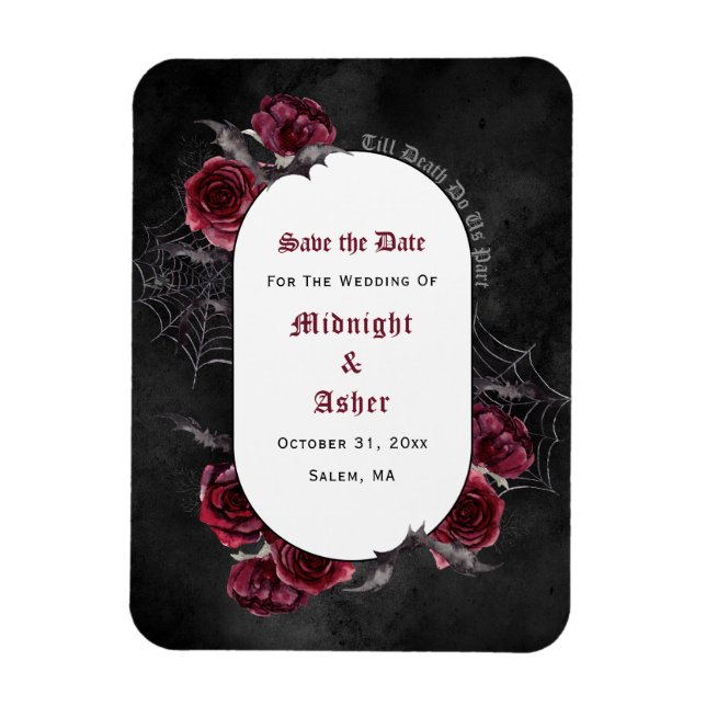 Gothic Black Till Death Do us Part Save the Date Magnet (Vertikal)