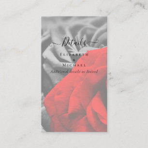 Gothic Black und Rote Rosen Goth Wedding Details Visitenkarte