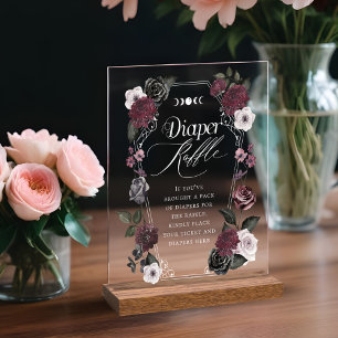 Gothic Black Watercolor Florals Diaper Raffle Acrylschild