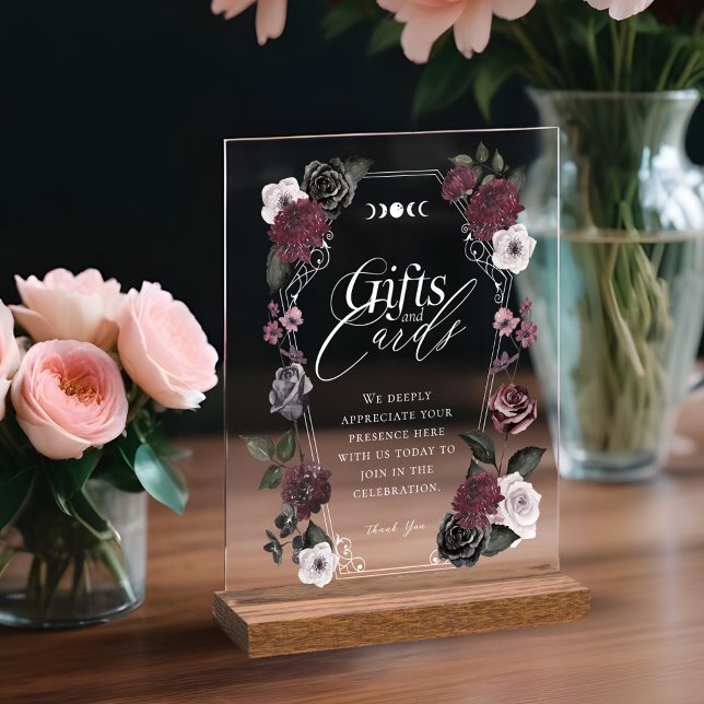 Gothic Black Watercolor Florals Gifts & Cards Acrylschild (Von Creator hochgeladen)