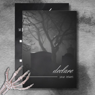 Gothic Black & White Friedhof bis zum Tod QR Code RSVP Karte