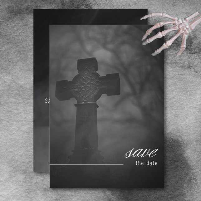 Gothic Black & White Friedhof bis zum Tode Hochzei Save The Date (Gothic Black & White Cemetery Until Death Wedding Save The Date)
