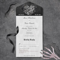 Gothic Black & White Skeleton Paar mit Details
