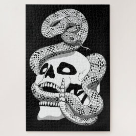 Gothic Black & White Snake und Skull Dark Art Puzzle