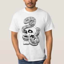 Gothic Black & White Snake und Skull Dark Art T-Shirt