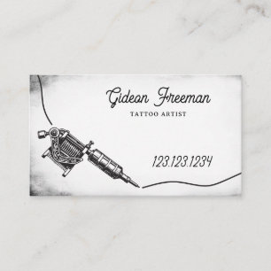 Gothic Black & White Tattoo Machine Visitenkarte