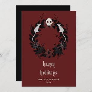 Gothic Black Wreath Happy Holidays Card Feiertagskarte