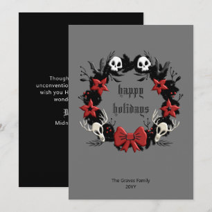 Gothic Black Wreath Happy Holidays Card Feiertagskarte