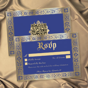 Gothic Blau Gold Mittelalterlich Bis in den Tod Ho RSVP Karte