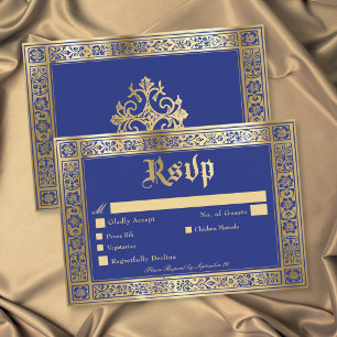 Gothic Blau Gold Mittelalterlich Bis Zum Tod Hochz RSVP Karte