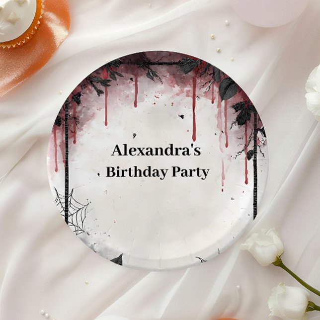 Gothic Blood Roses Birthday Pappteller (Von Creator hochgeladen)