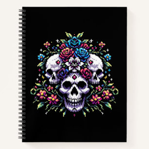 Gothic Bloom - Mystische Blumenschelle Pixel Art Notizbuch