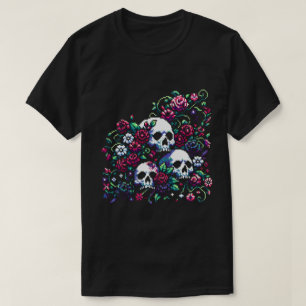 Gothic Bloom - Mystische Blumenschelle Pixel Art T-Shirt