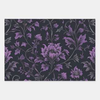 Gothic Bloral Black Geschenkpapier Blätter
