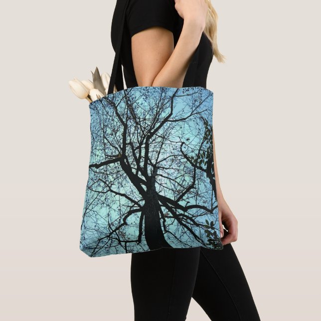 Gothic Blue Black Tree Abstrakt Tote Bag (Von Nahem)