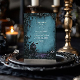 Gothic Blue Halloween Baby Shower Einladung