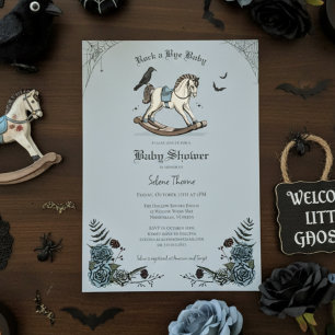 Gothic Blue Schaukelpferd Rock a Bye Baby Shower Einladung