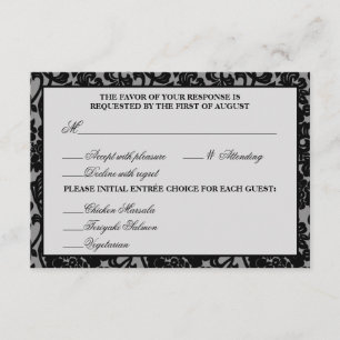 Gothic Blüh Black & Gray Response Card RSVP Karte