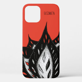 Gothic Blume Tinte Zeichnete Rot und Schwarz Case-Mate iPhone Hülle