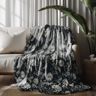 Gothic Blumenmuster Fleecedecke