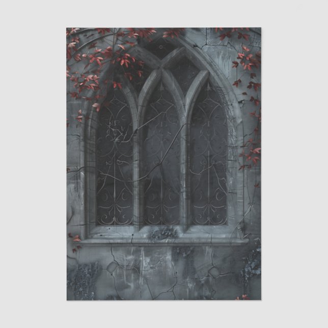 Gothic Bogenfenster mit Efeu Dekorpapier Seidenpapier (Vorderseite)