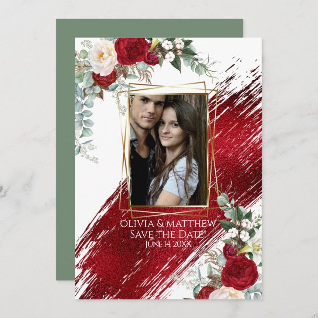 Gothic Bold Crimson Paint Stroke Einladung (Vorne/Hinten)