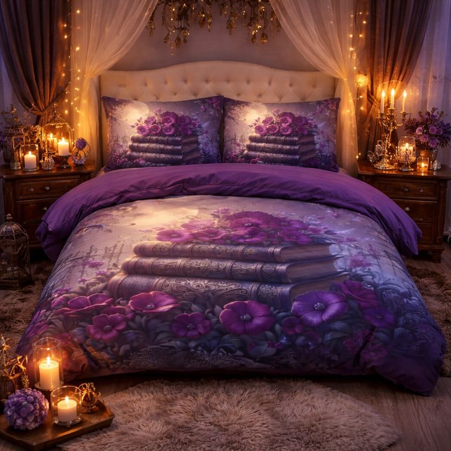 Gothic Book Purple Floral Kissenbezug (Von Creator hochgeladen)