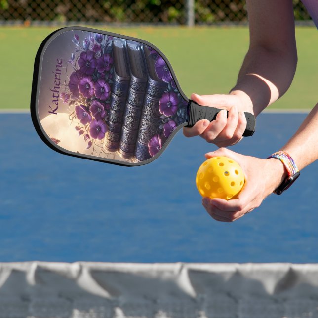 Gothic Book Purple Floral Pickleball Schläger (InSitu)