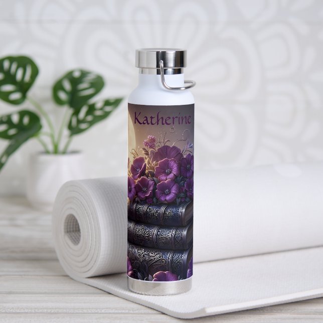 Gothic Book Purple Floral Trinkflasche (Yoga)