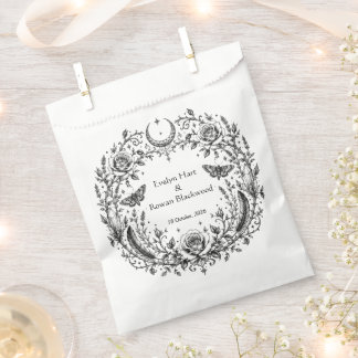 Gothic Botanische Schwarz-Weiße Hochzeit Geschenktütchen