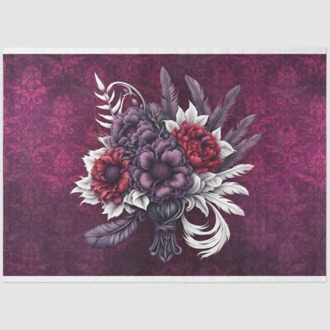 Gothic Bouquet & Damask 18b Decoupage Seidenpapier (Vorderseite)