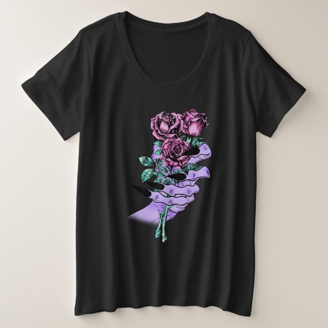 Gothic Bouquet Plus-Size-Shirt Große Größe T-Shirt (Design vorne)