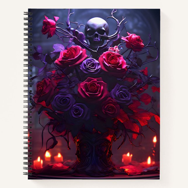 Gothic Bouquet Skull and Candles Notizbuch (Vorderseite)
