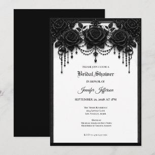Gothic Brautparty-Einladung Schwarze Rosen Einladung