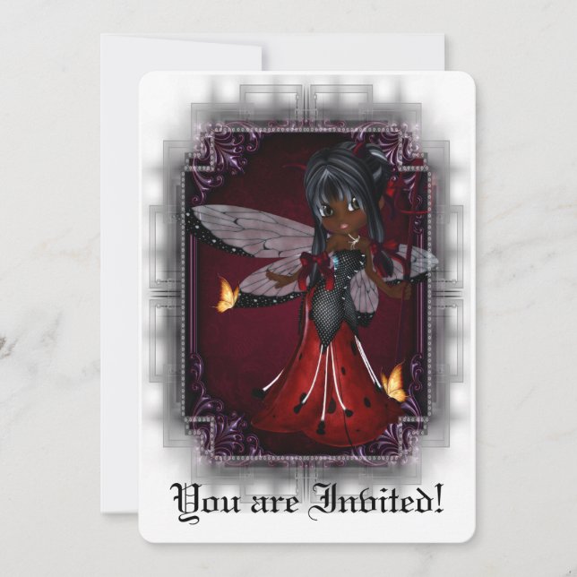 Gothic Brautparty Invite Little Devil Ladybug 4 Einladung (Vorderseite)